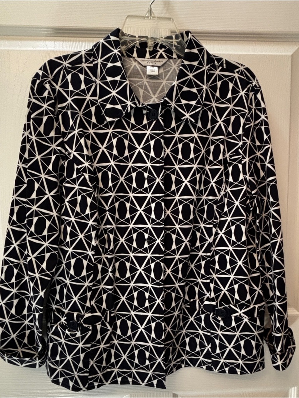 Christopher & Banks Black and White Geometric Blazer